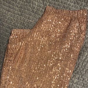 Sequin rose gold joggers